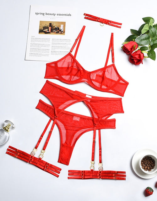 Load image into Gallery viewer, 4 Pieces Sexy Erotic Lingerie
