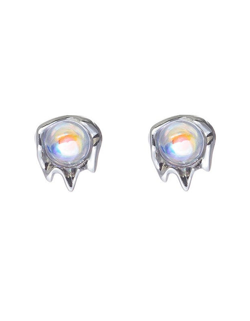 Load image into Gallery viewer, Moonstone Lava Stud Earrings
