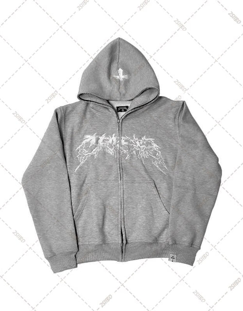 Load image into Gallery viewer, Cross Letter Printing Hooded Sweater
