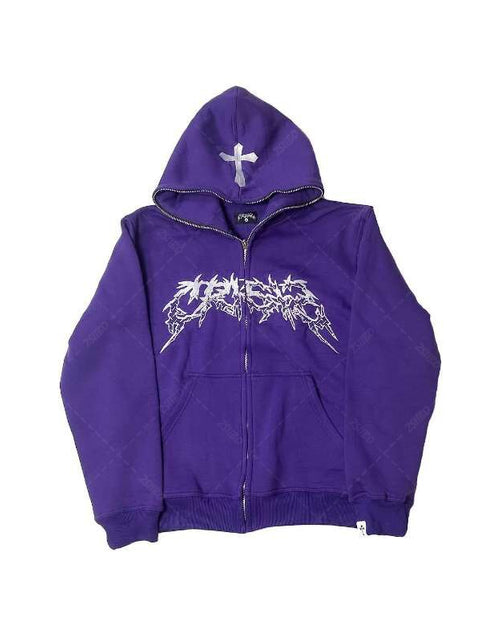 Load image into Gallery viewer, Cross Letter Printing Hooded Sweater
