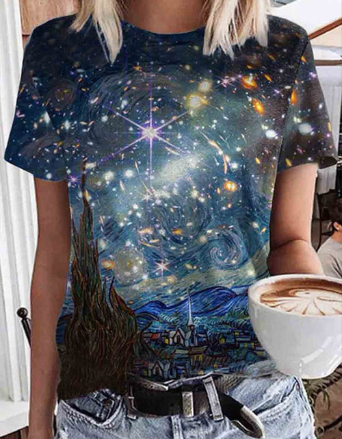 Load image into Gallery viewer, Starry Night Art Print Casual Tee
