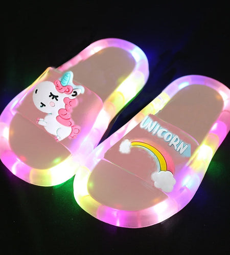 Children‘s Cartoon Animals Prints Lighted Slippers