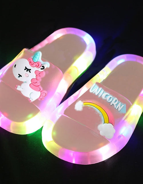 Load image into Gallery viewer, Children‘s Cartoon Animals Prints Lighted Slippers
