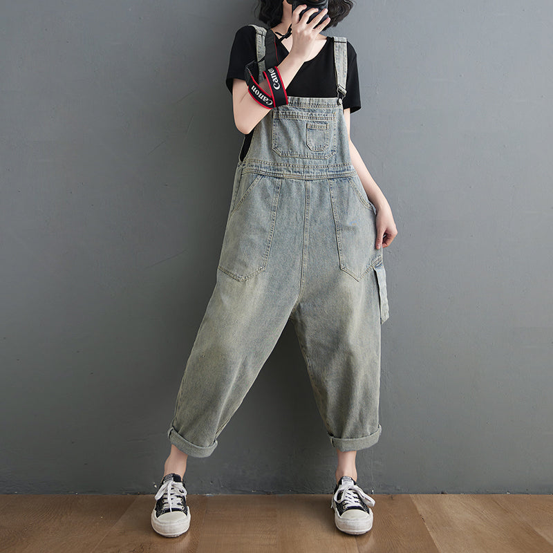 Washed Pockets Denim Jumpsuits