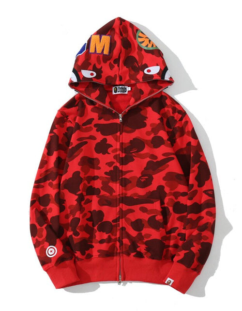 Load image into Gallery viewer, Anime Hoodie Shark Camo Full Zip
