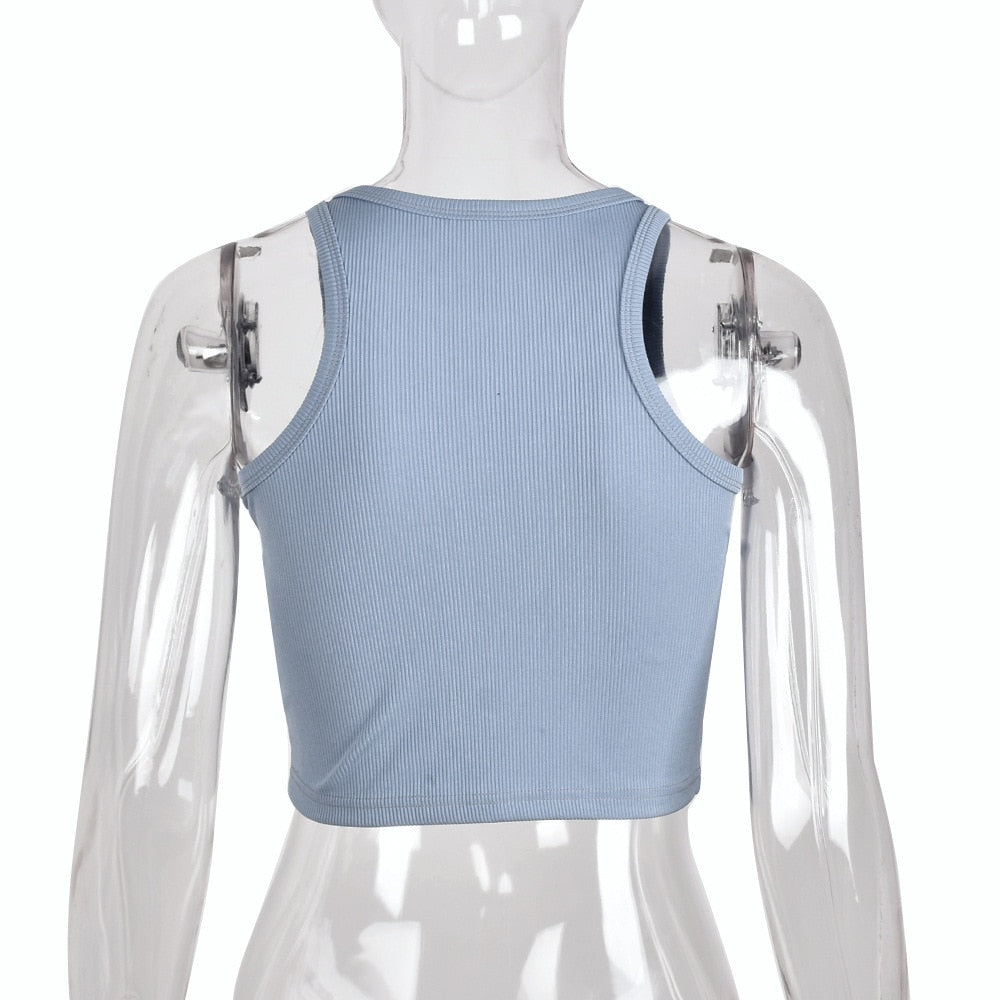 Sleeveless O-Neck Basic Slim Vest Tee