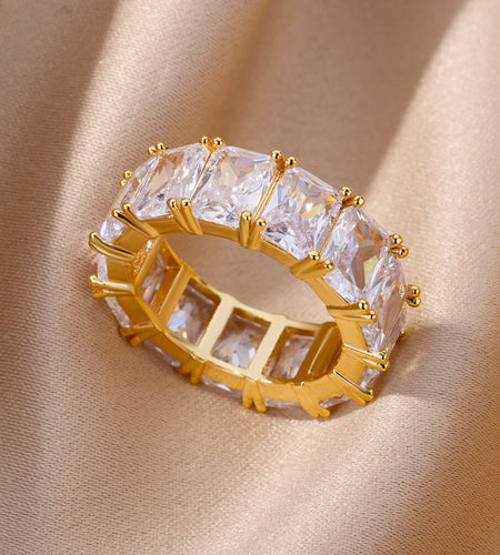 Rectangle Zircon Rings