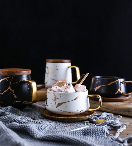 Coffee Mugs Marble Gold Inlay