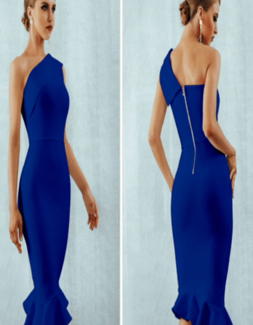 Load image into Gallery viewer, Midnight In London Off Shoulder Bodycon Dress
