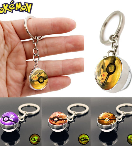 Glass Ball Pendant Cartoon Keychain