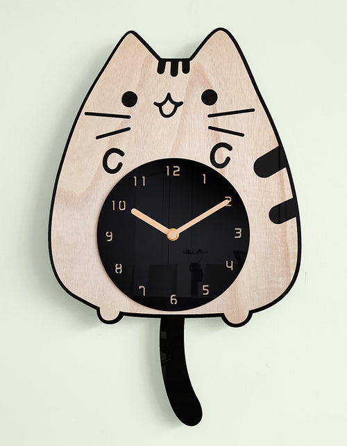 Load image into Gallery viewer, 3D Wooden Cartoon Cats Wall Clock
