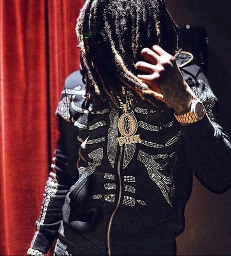 Gothic Rhinestone Skeleton Hoodie