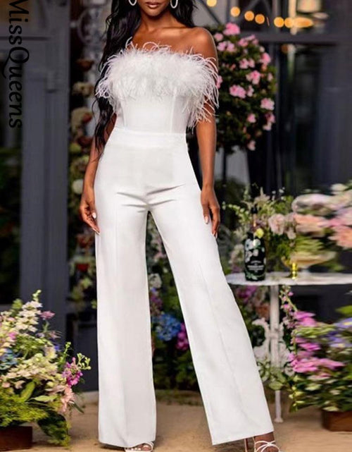 Load image into Gallery viewer, Women Sequined Feather-paneled Jumpsuit
