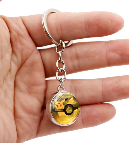 Glass Ball Pendant Cartoon Keychain