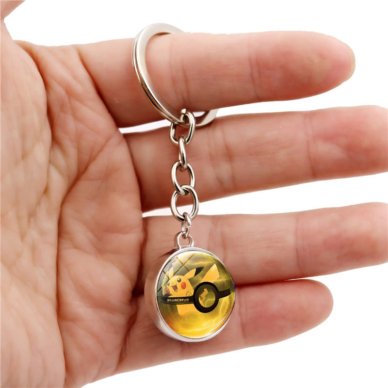 Glass Ball Pendant Cartoon Keychain