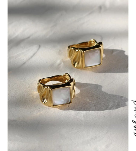 White Shell Square Ring