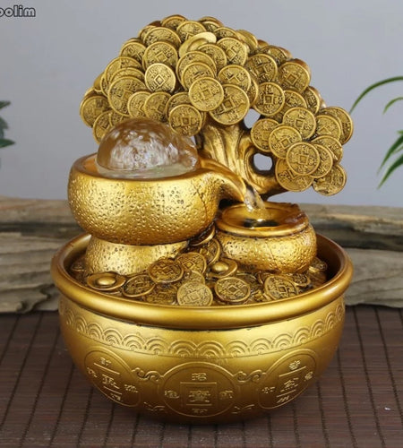 Gold Money Tree Water Fountain