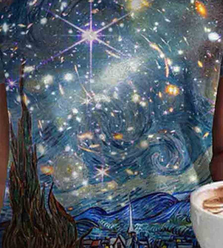 Starry Night Art Print Casual Tee