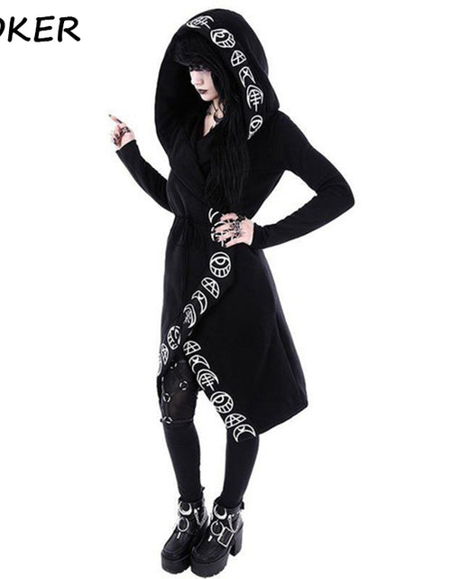 Load image into Gallery viewer, Gothic Punk Black Long Women Hoodies
