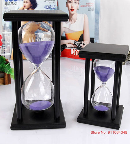 Vintage Black Wooden Hourglass