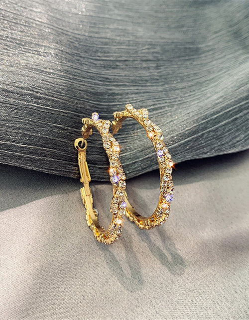 Load image into Gallery viewer, Shiny Screw Crystal Round Hoop Earrings
