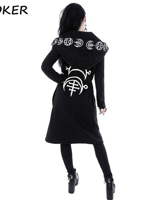 Load image into Gallery viewer, Gothic Punk Black Long Women Hoodies
