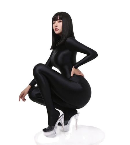 Glossy Elastic One-Piece  Jumpsuit