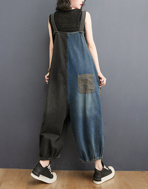 Load image into Gallery viewer, Spring Summer Denim Big Pockets Overall Jumpsuit Sleeveless
