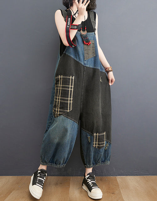 Load image into Gallery viewer, Spring Summer Denim Big Pockets Overall Jumpsuit Sleeveless
