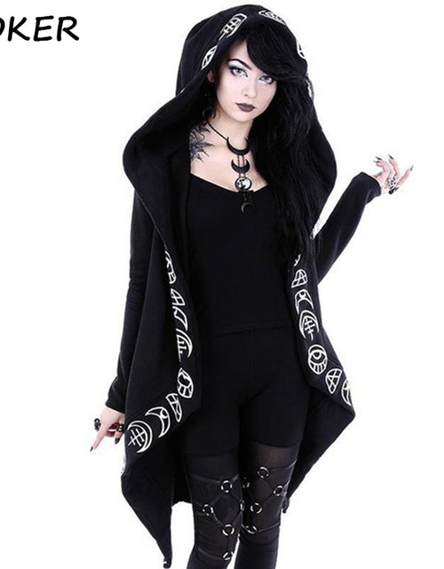 Load image into Gallery viewer, Gothic Punk Black Long Women Hoodies
