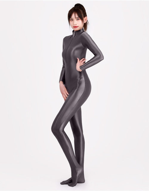 Load image into Gallery viewer, Glossy Elastic One-Piece  Jumpsuit
