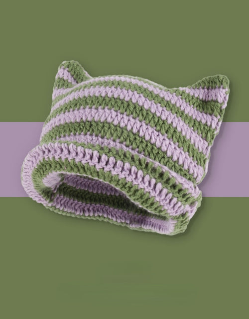 Load image into Gallery viewer, Striped Knitted Wool Winter Beanie
