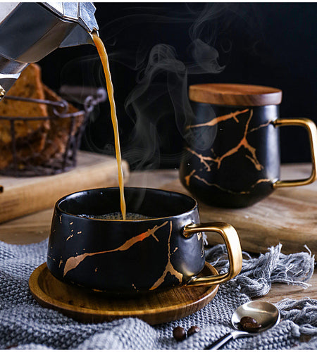 Coffee Mugs Marble Gold Inlay