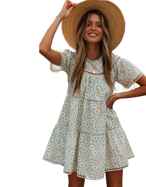 Load image into Gallery viewer, Short Sleeve Summer Floral Dress
