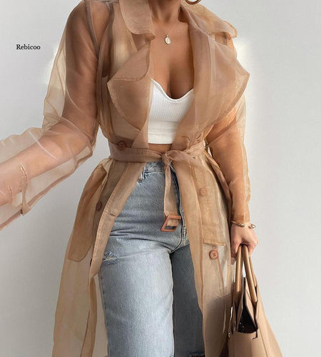 Women Fashion See Through Outdoor Tops