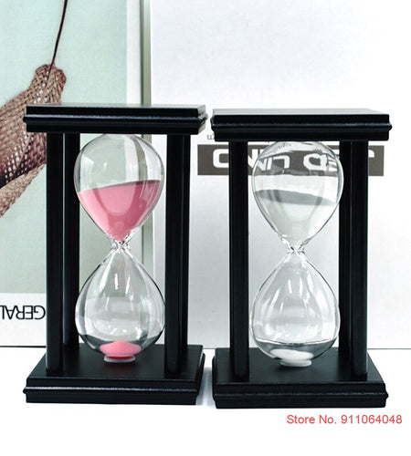 Vintage Black Wooden Hourglass