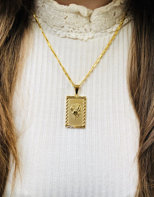 Load image into Gallery viewer, Gold Geo Floral Necklace
