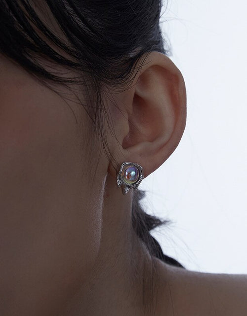 Load image into Gallery viewer, Moonstone Lava Stud Earrings
