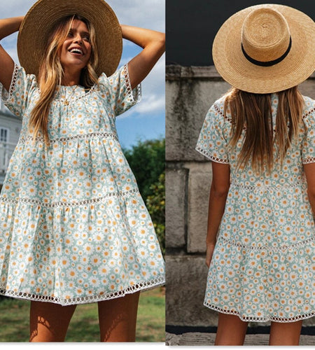 Short Sleeve Summer Floral Dress