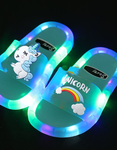 Load image into Gallery viewer, Children‘s Cartoon Animals Prints Lighted Slippers
