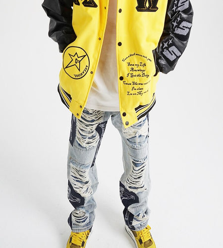 Men's Ripped Tassel Jeans