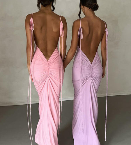 Backless Wrap Hip Long Sling Dress
