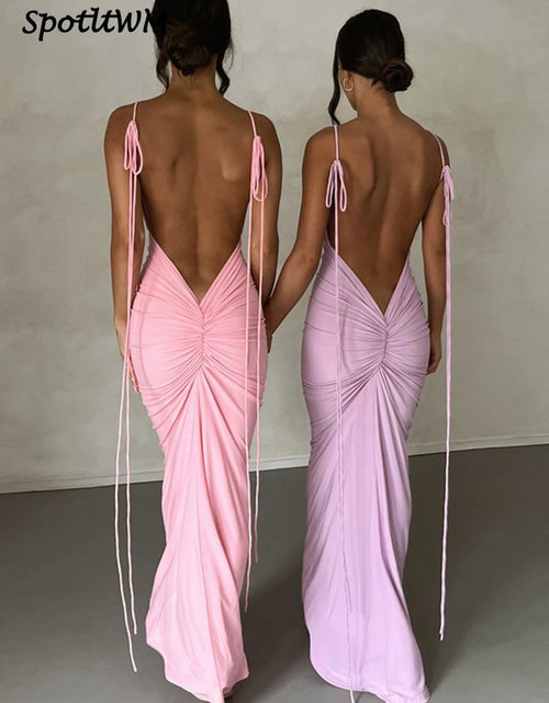 Load image into Gallery viewer, Backless Wrap Hip Long Sling Dress
