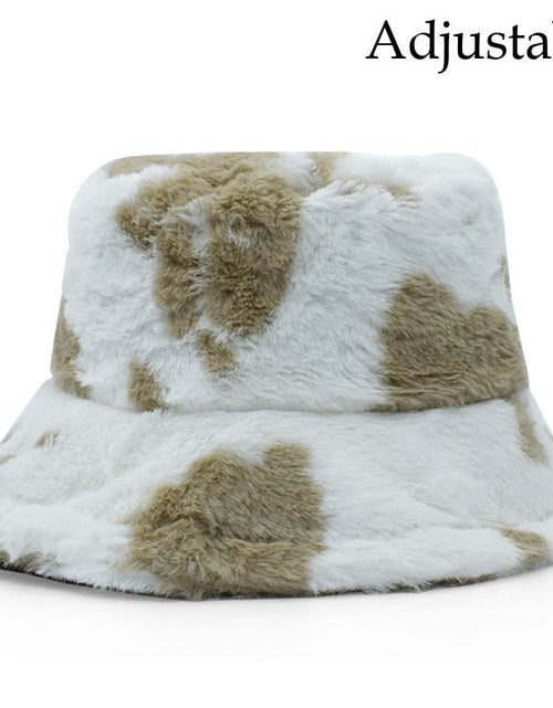 Load image into Gallery viewer, Winter Cow Leopard Faux Fur Fluffy Bucket Hats
