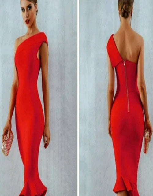 Load image into Gallery viewer, Midnight In London Off Shoulder Bodycon Dress
