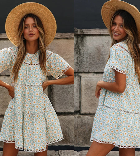 Short Sleeve Summer Floral Dress