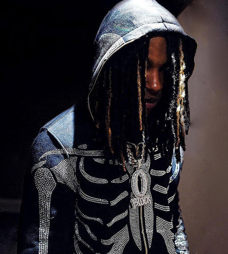 Gothic Rhinestone Skeleton Hoodie