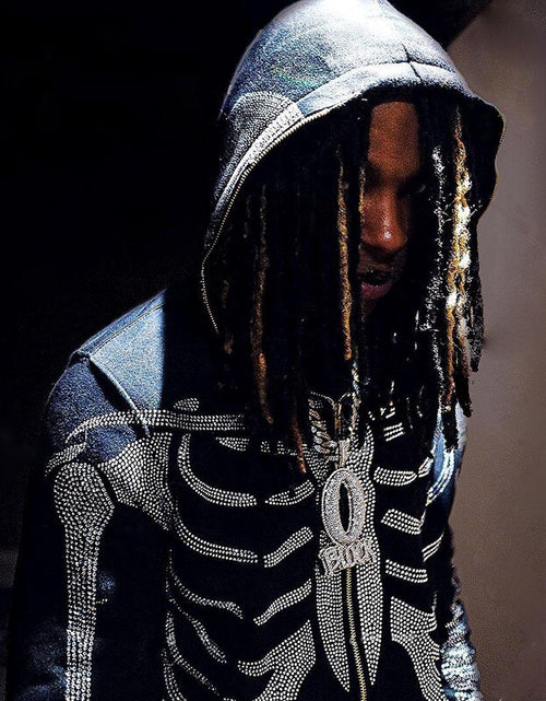 Load image into Gallery viewer, Gothic Rhinestone Skeleton Hoodie
