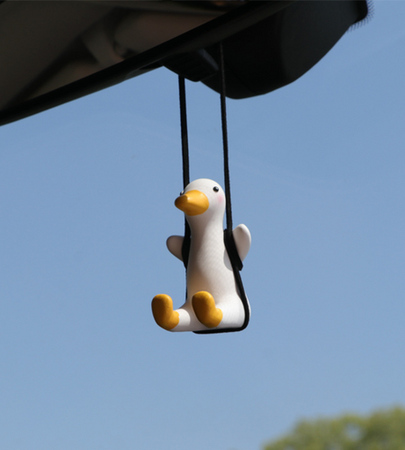 Gypsum Cute Anime Car Accessory Swing Duck Pendant