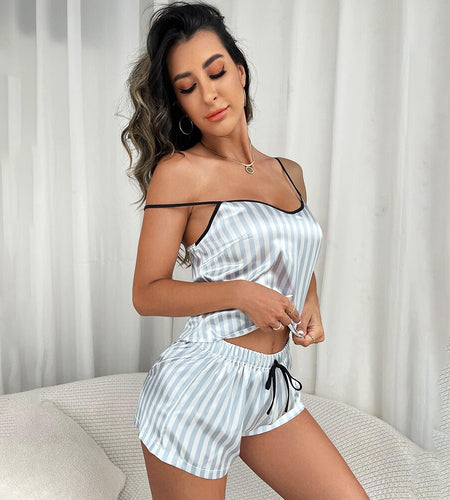 Sexy Stripe Women Sleepwear Set